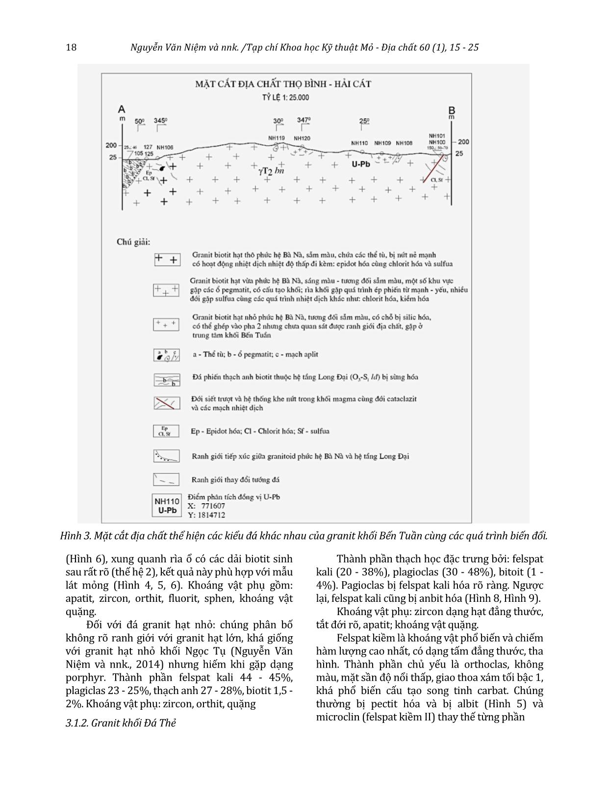 Một số kết quả mới về đặc điểm thạch học và tuổi U - Pb của thành tạo Granit khối Bến Tuần, khối Đá Thẻ trang 4
