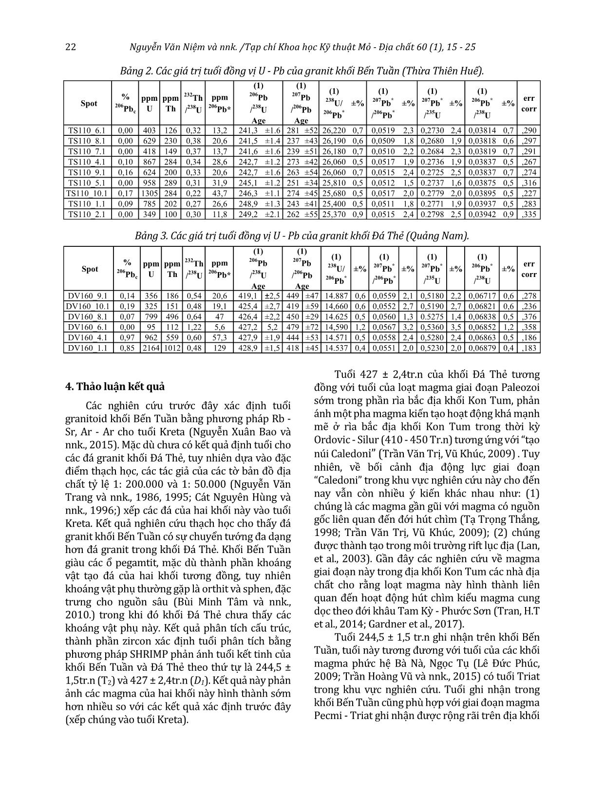 Một số kết quả mới về đặc điểm thạch học và tuổi U - Pb của thành tạo Granit khối Bến Tuần, khối Đá Thẻ trang 8