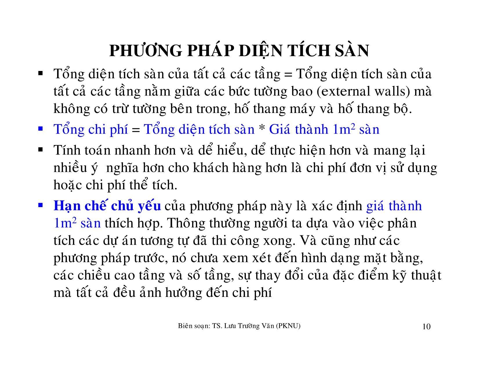 Bài giảng môn học Quản lý tài chánh trong xây dựng - Ước lượng chi phí giai đoạn trang 10