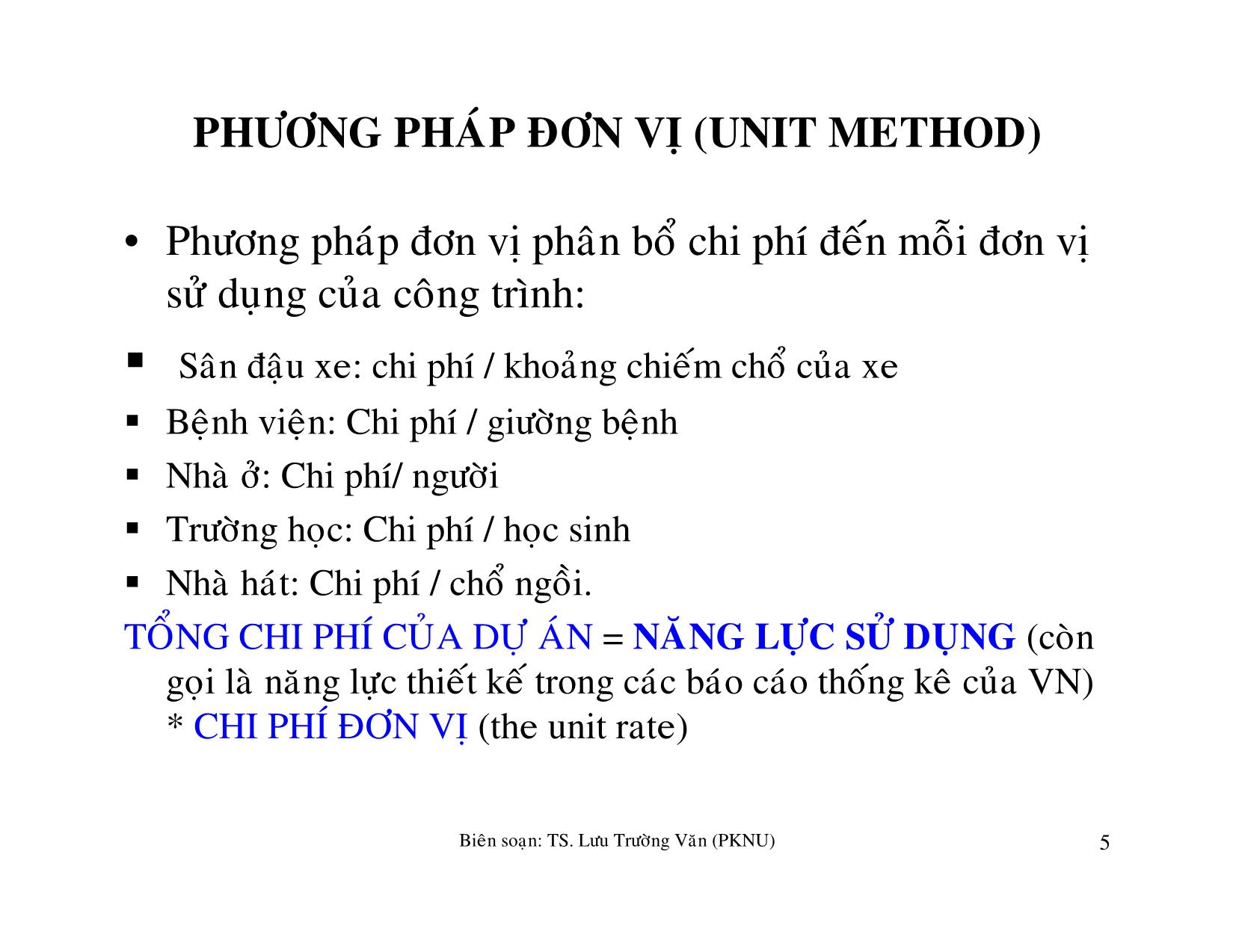 Bài giảng môn học Quản lý tài chánh trong xây dựng - Ước lượng chi phí giai đoạn trang 5