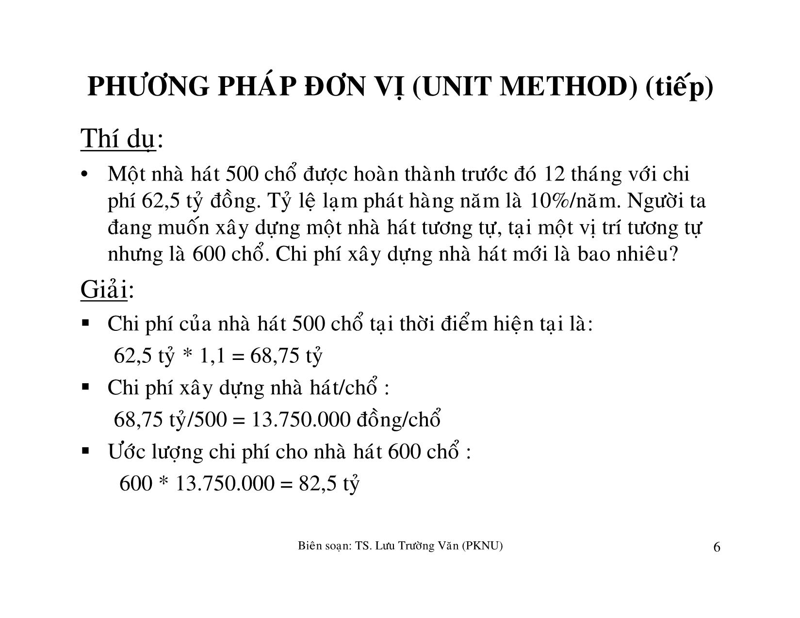 Bài giảng môn học Quản lý tài chánh trong xây dựng - Ước lượng chi phí giai đoạn trang 6