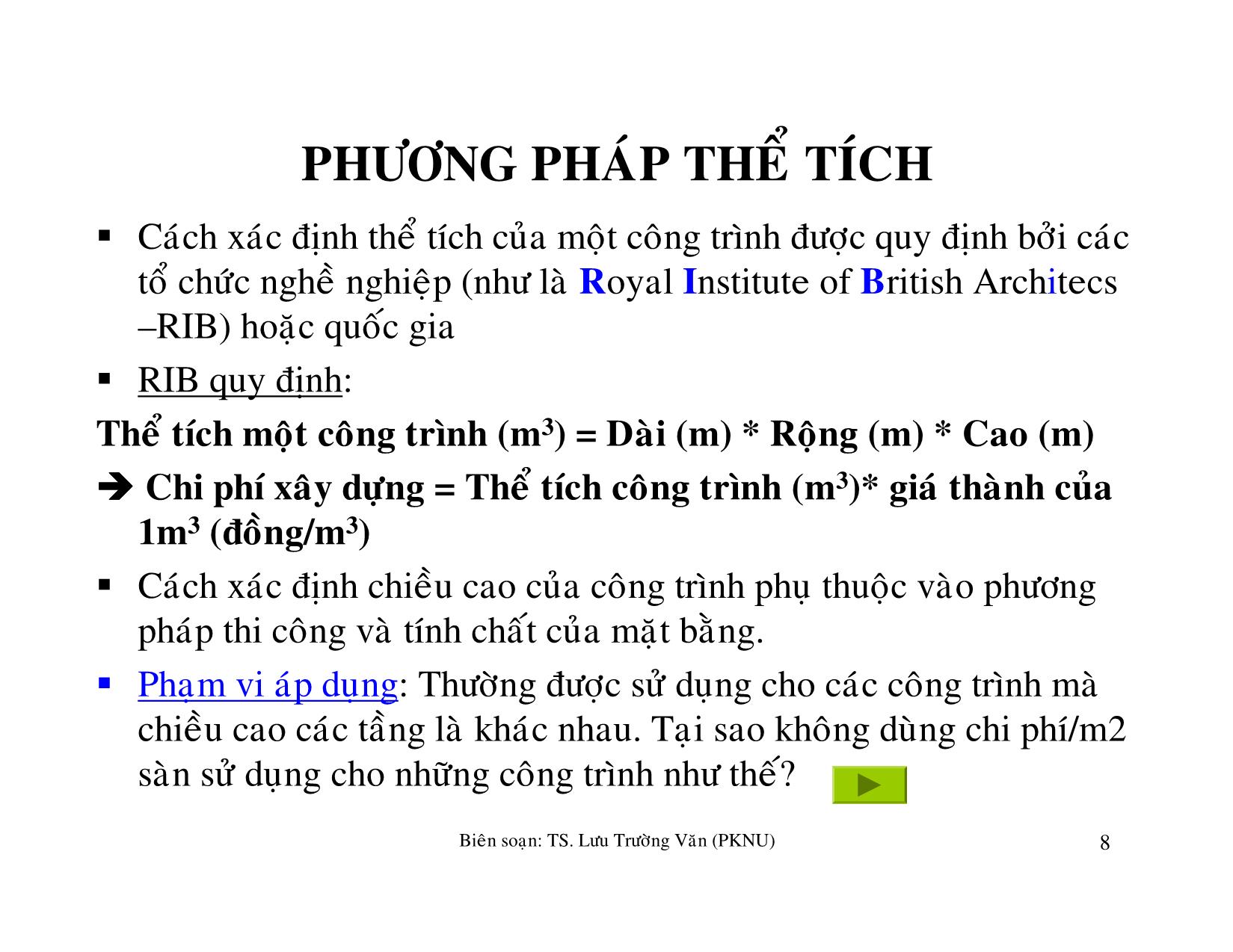 Bài giảng môn học Quản lý tài chánh trong xây dựng - Ước lượng chi phí giai đoạn trang 8