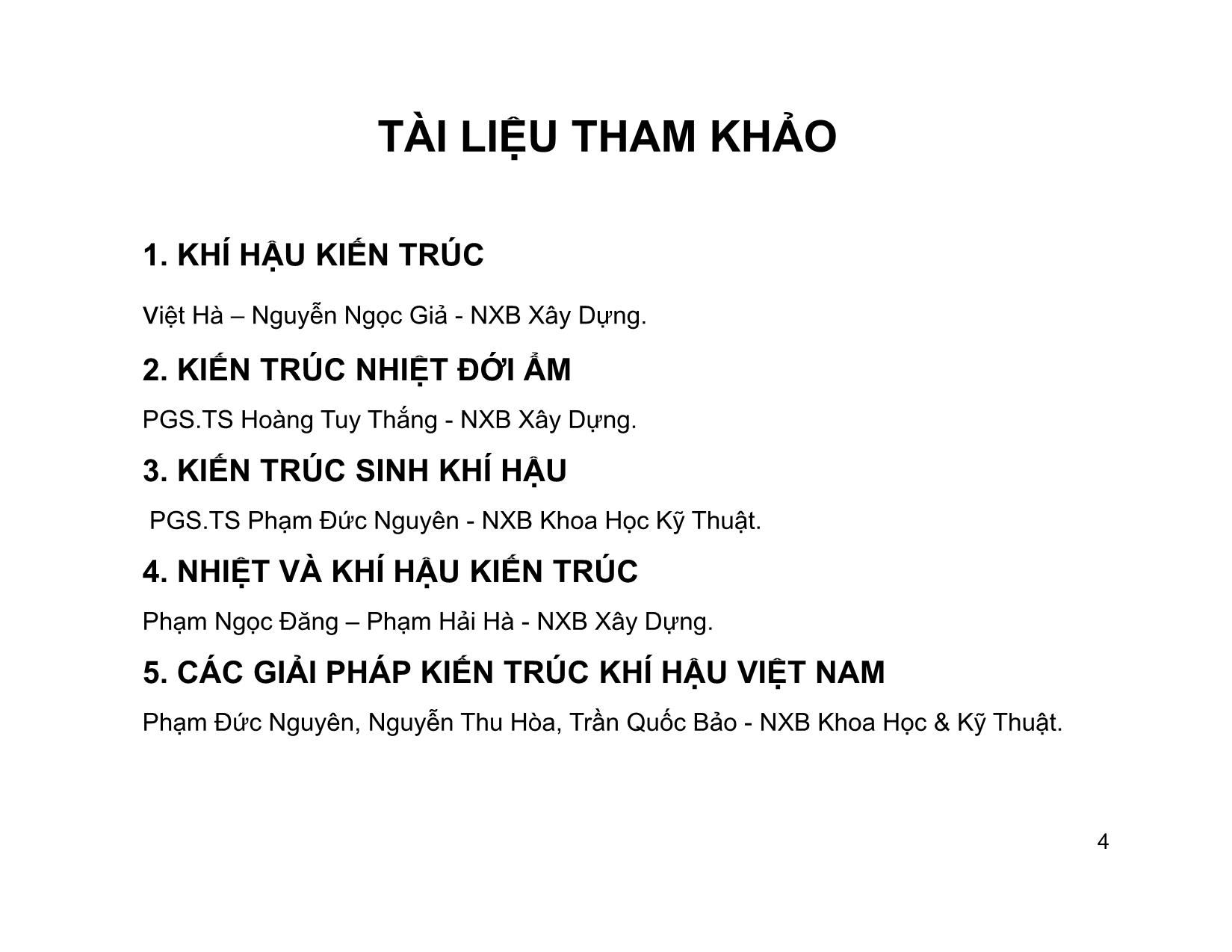 Bài giảng Kiến trúc sinh khí hậu trang 4