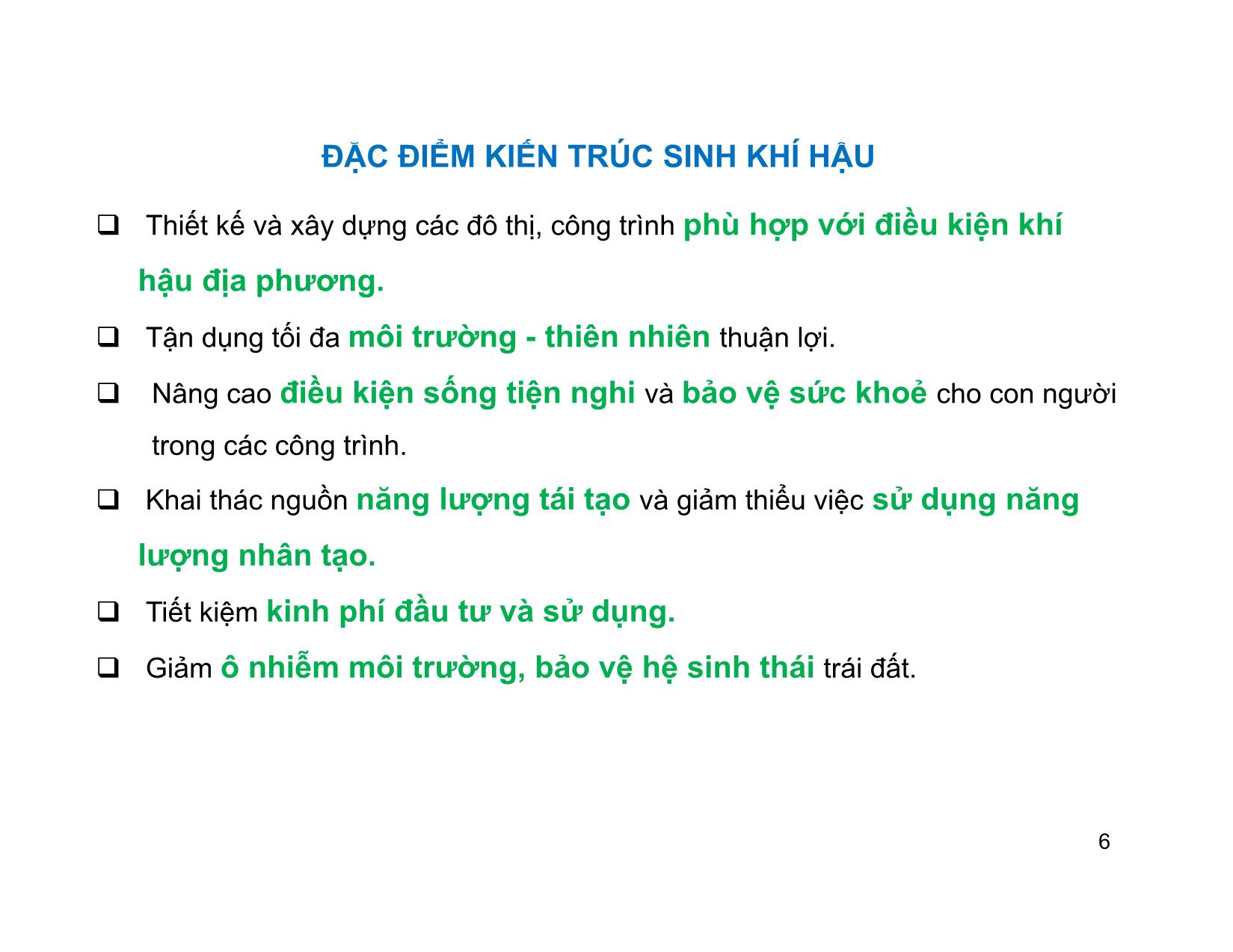 Bài giảng Kiến trúc sinh khí hậu trang 6