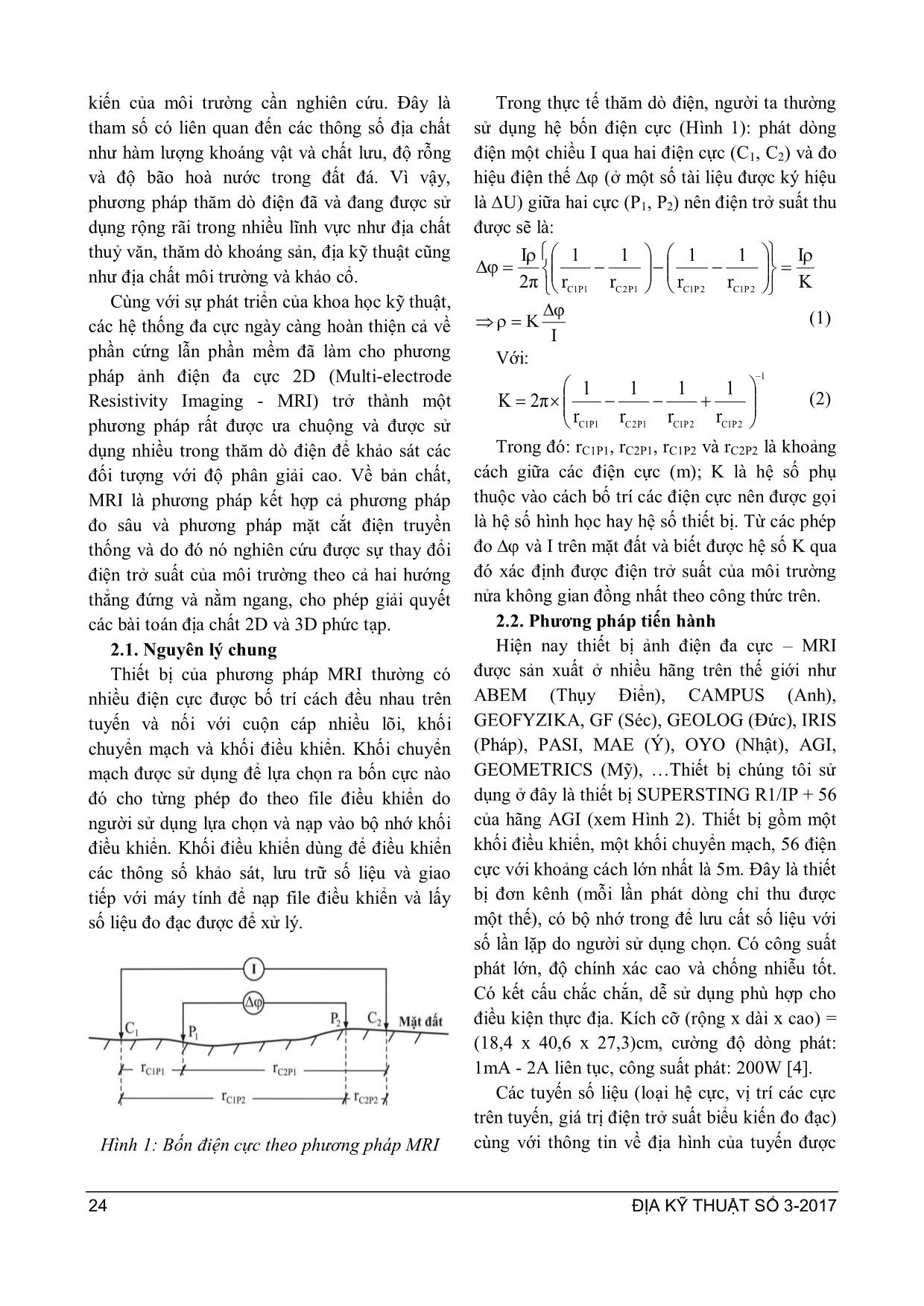 Nghiên cứu xói ngầm dưới nền đê bằng phương pháp đo sâu điện đa cực trang 2