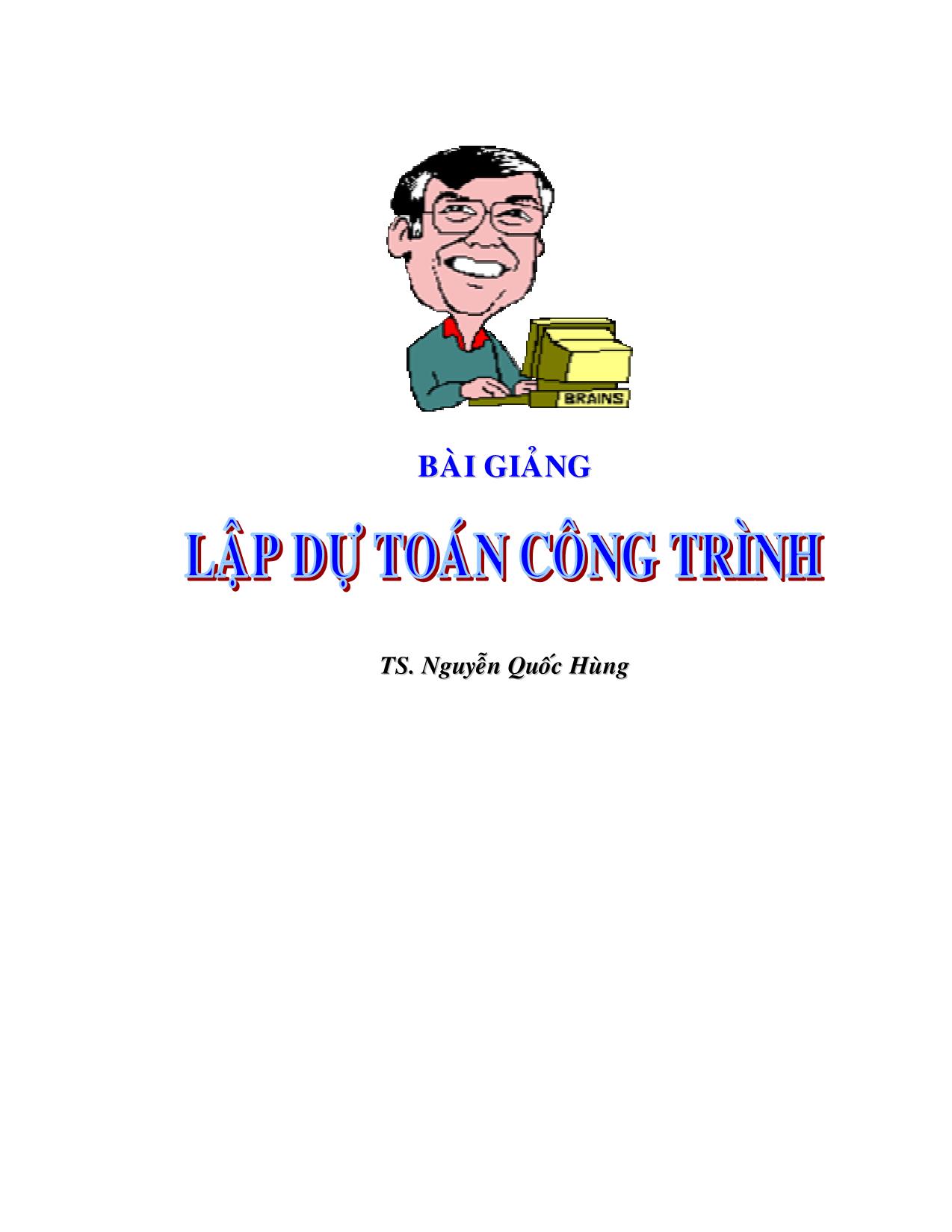 Bài giảng Lập dự toán công trình trang 1