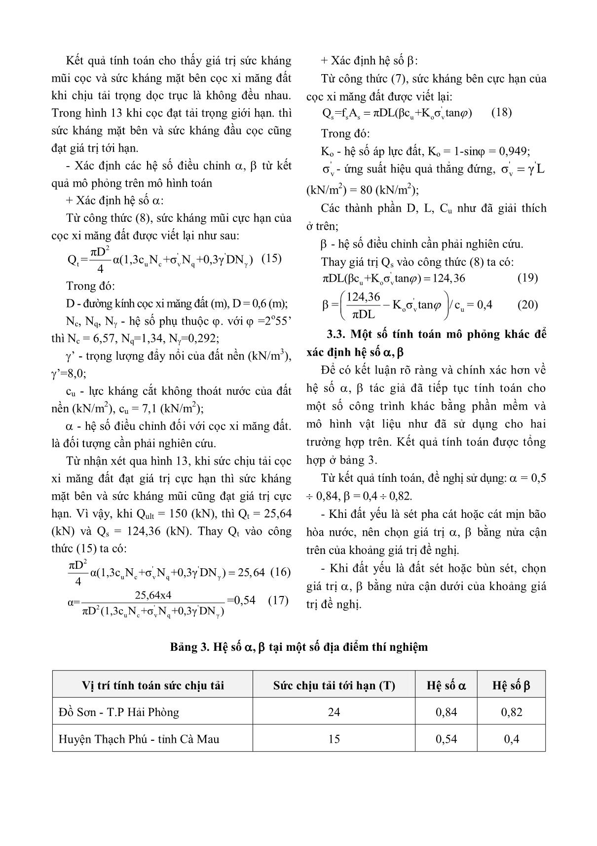 Tính toán sức chịu tải của cọc xi măng đất tạo bởi Jet Grouting: Lý thuyết - Mô hình số - Thí nghiệm hiện trường trang 8