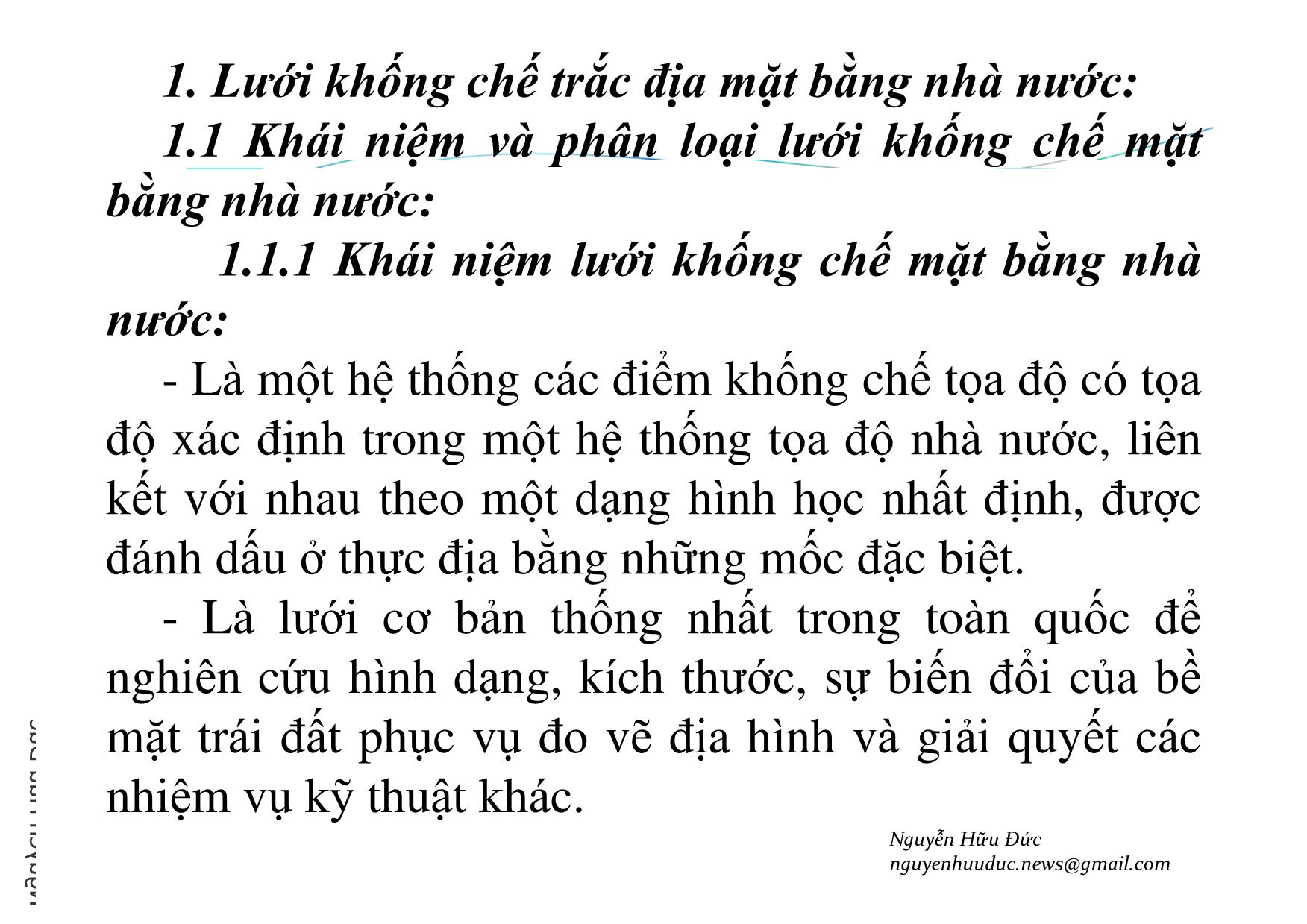 Bài giảng Xây dựng lưới trắc địa - Chương 1: Lưới khống chế trắc địa nhà nước trang 2