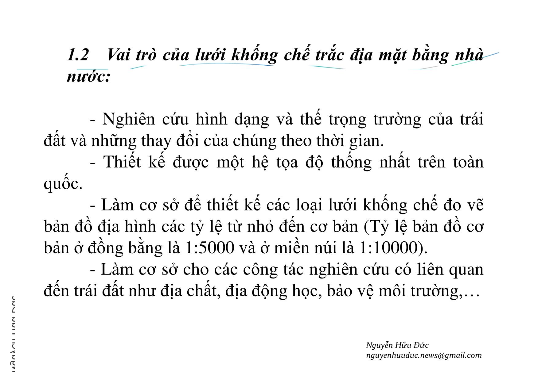 Bài giảng Xây dựng lưới trắc địa - Chương 1: Lưới khống chế trắc địa nhà nước trang 6