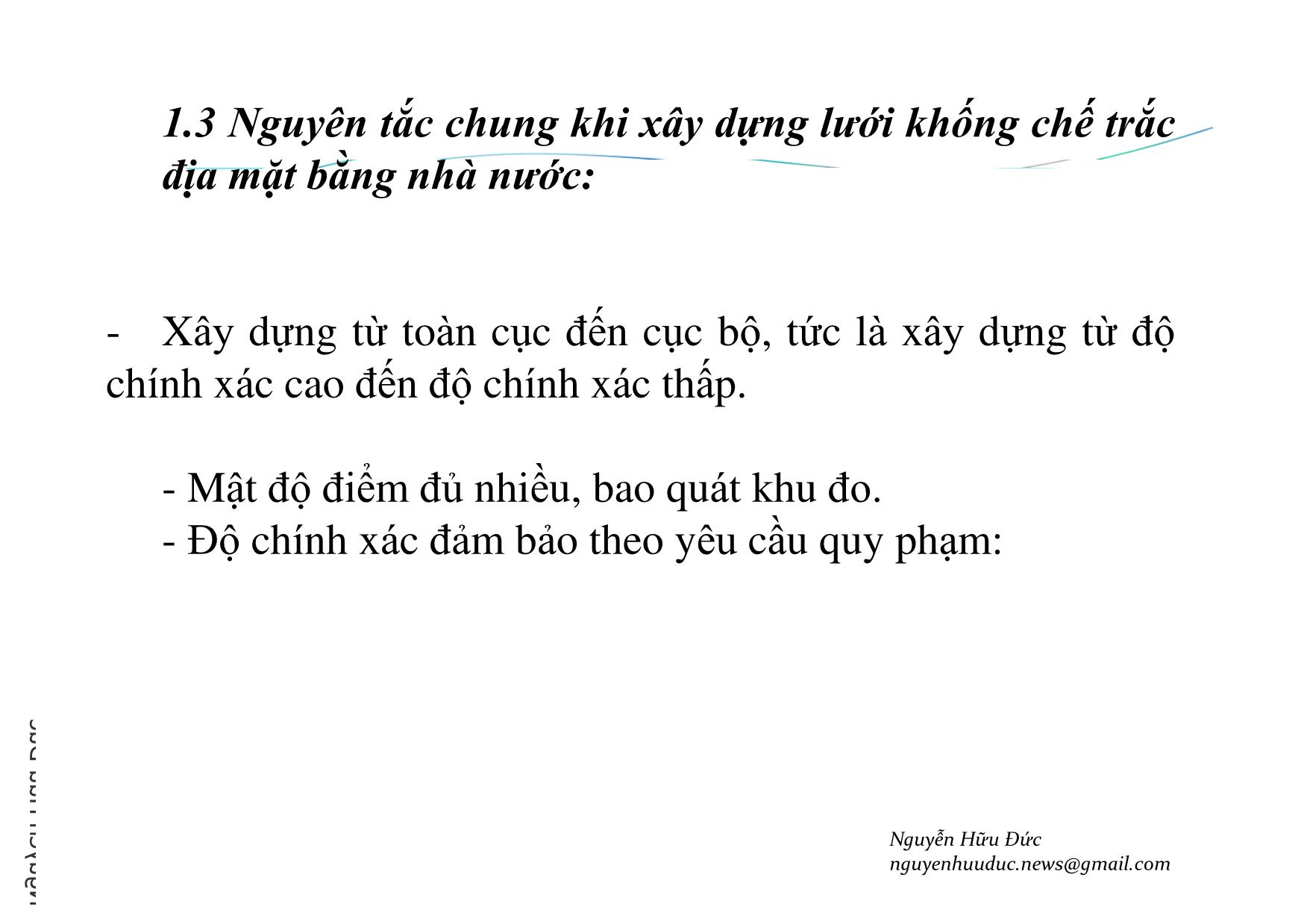 Bài giảng Xây dựng lưới trắc địa - Chương 1: Lưới khống chế trắc địa nhà nước trang 7