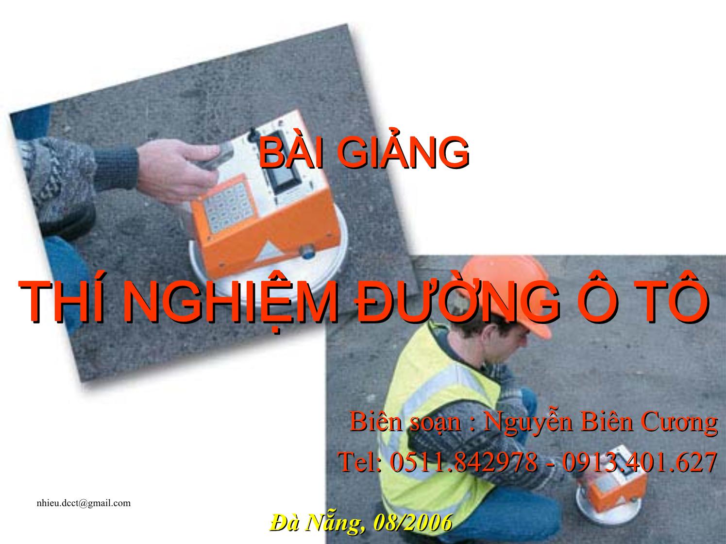 Tập bài  giảng Thí nghiệm đường ô tô trang 1