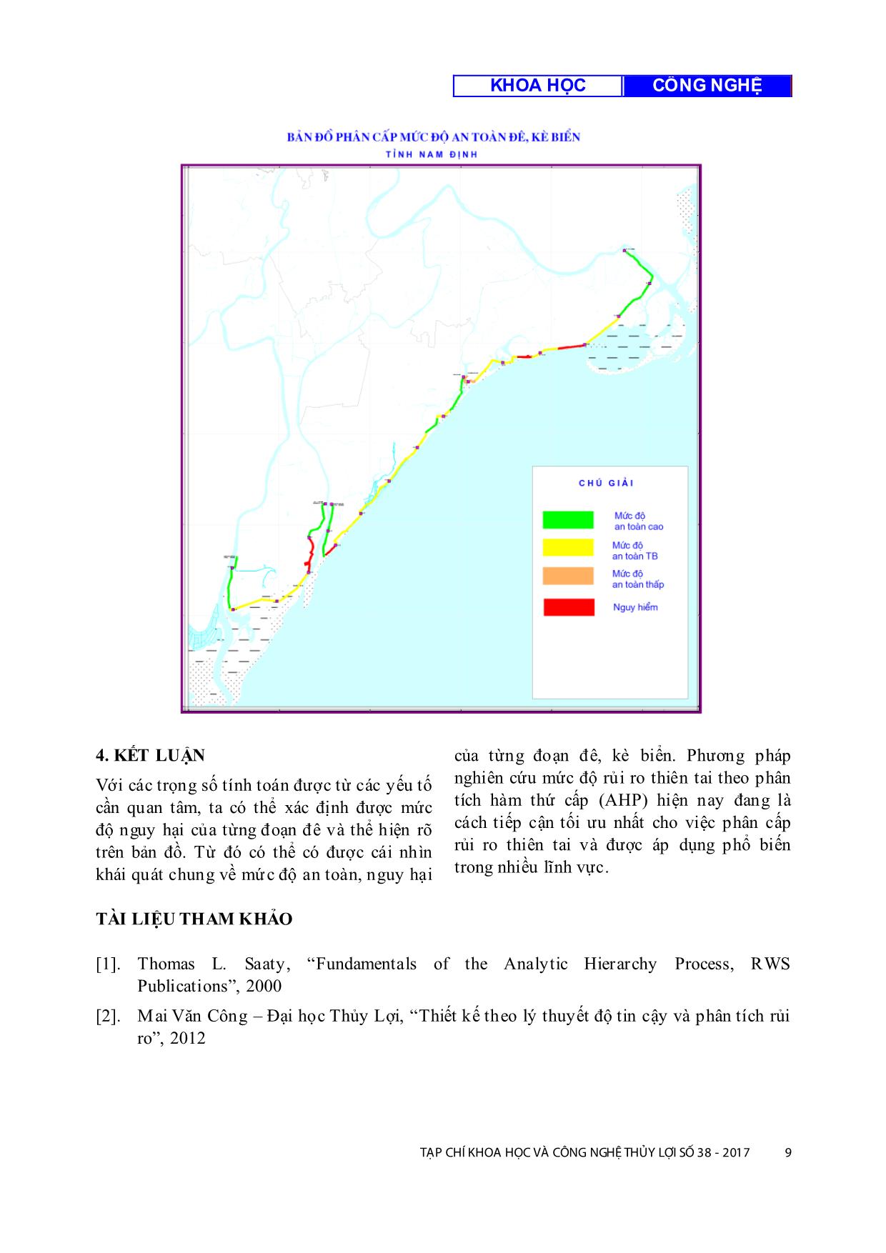 Nghiên cứu đánh giá mức độ an toàn đê, kè biển tỉnh Nam Định theo phương pháp phân tích hàm thứ cấp - AHP trang 9
