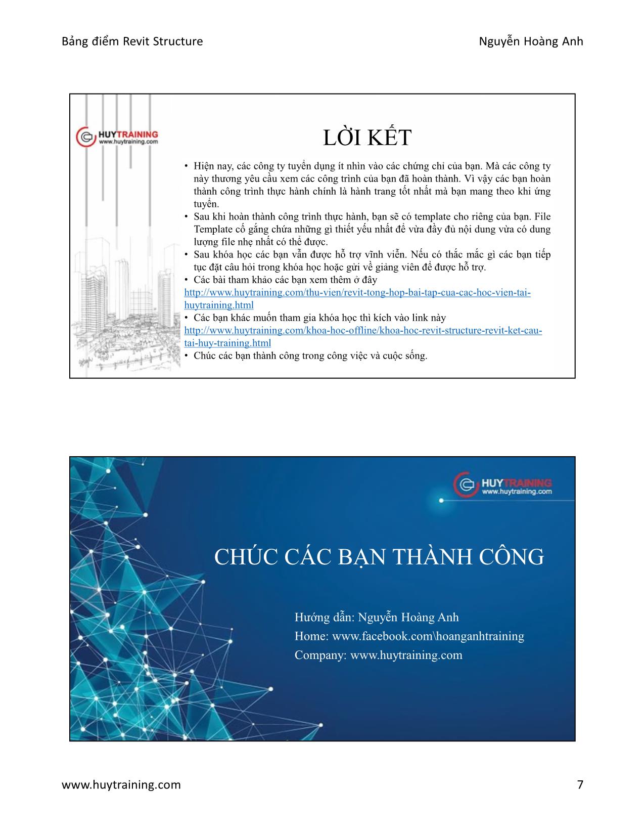 Bài giảng Bảng điểm Revit Structure trang 7