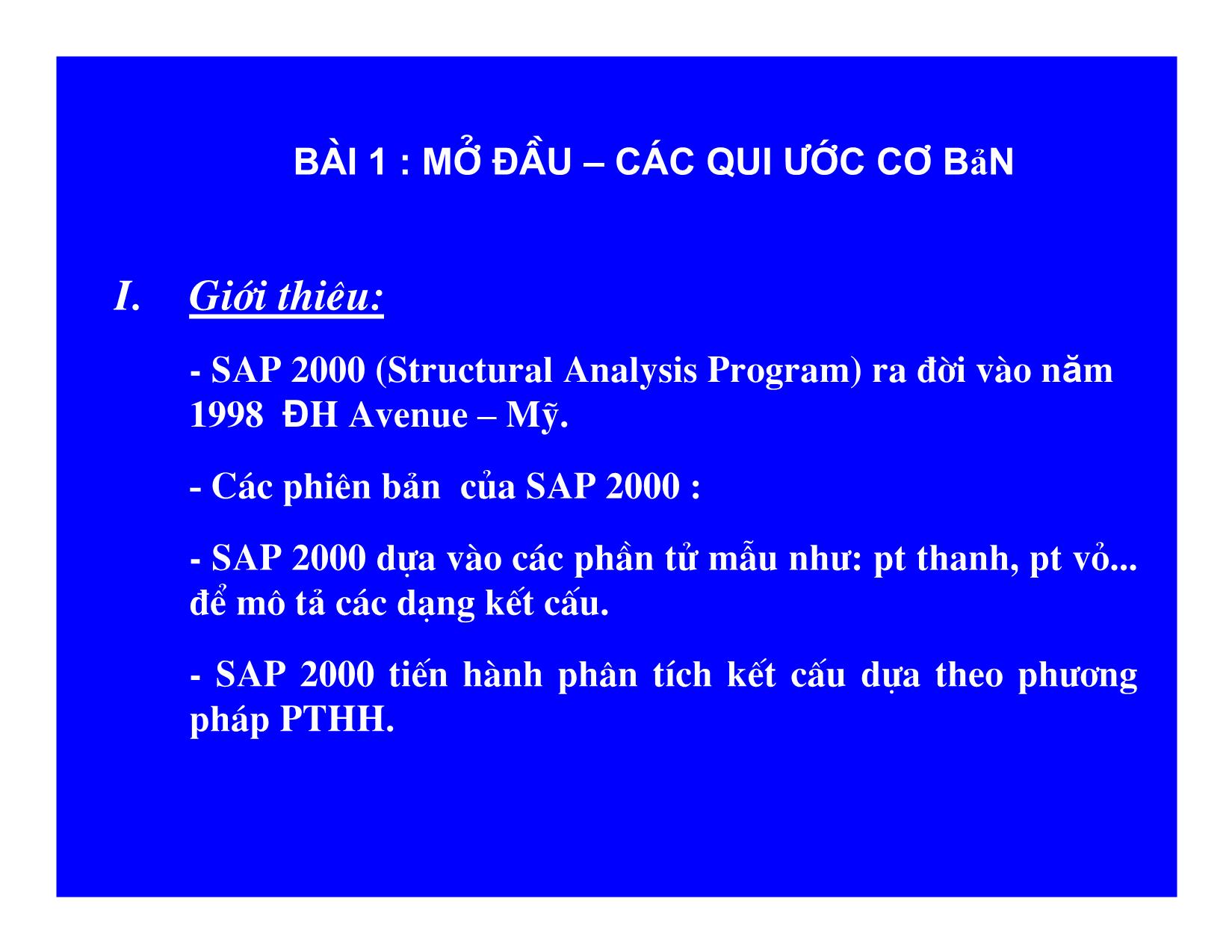 Bài giảng Tính toán kết cấu bằng SAP2000 trang 3