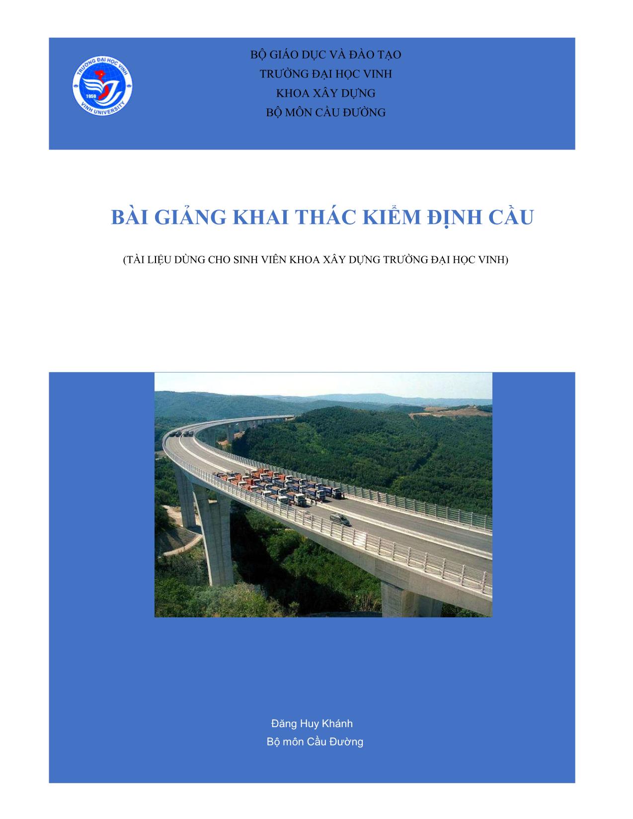 Bài giảng Khai thác kiểm định cầu trang 1