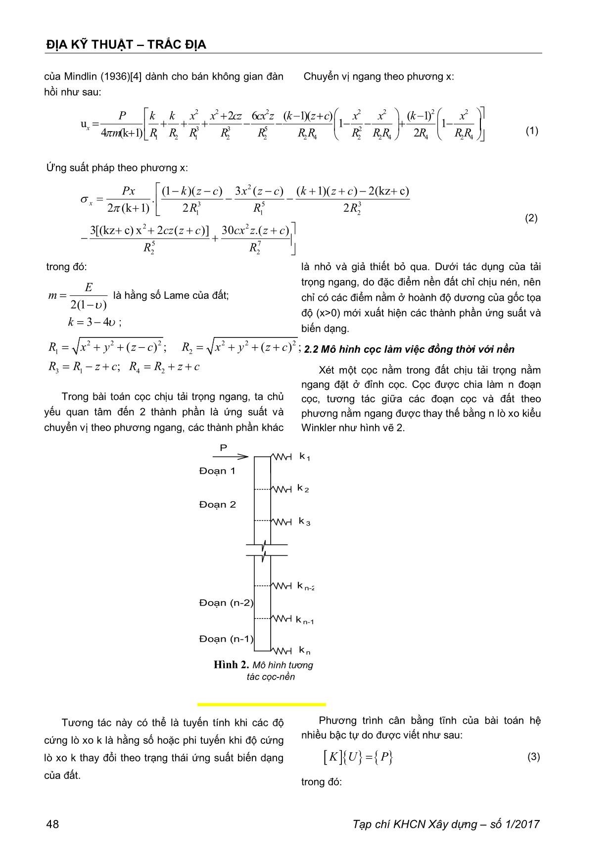 Phân tích hiệu ứng nhóm của móng cọc chịu tải trọng ngang bằng lời giải Mindlin trang 2