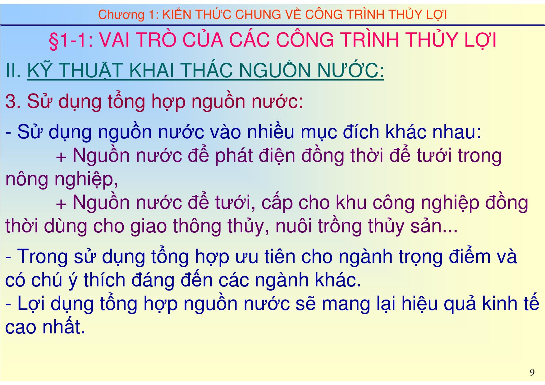 Bài giảng Thủy công - Chương 1: Kiến thức chung về công trình thủy lợi trang 9