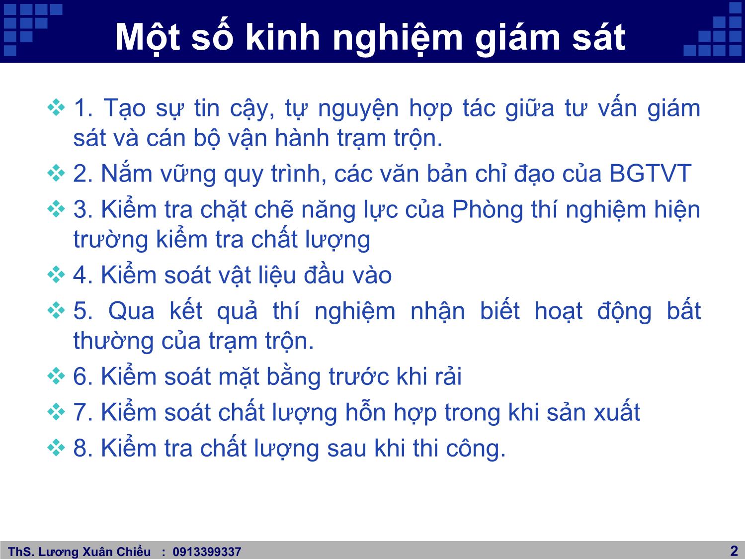 Bài giảng Kinh nghiệm thiết kế và giám sát chất lượng bê tông nhựa nóng trang 2