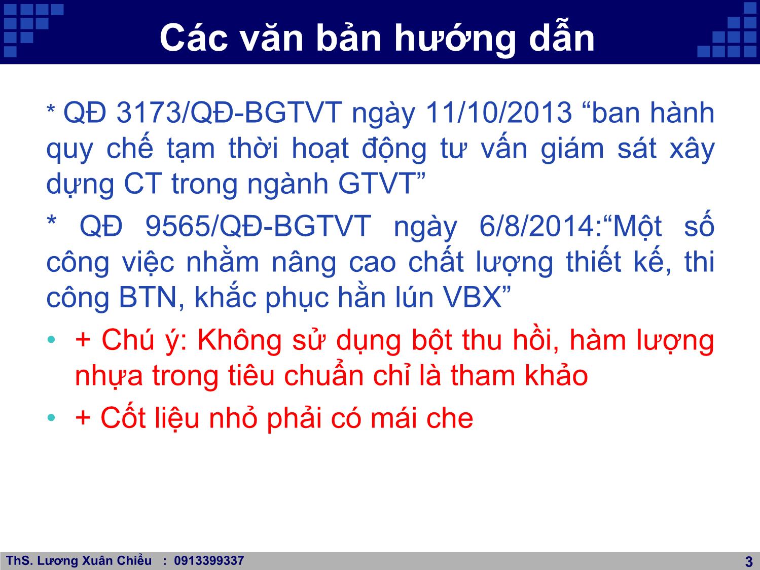 Bài giảng Kinh nghiệm thiết kế và giám sát chất lượng bê tông nhựa nóng trang 3