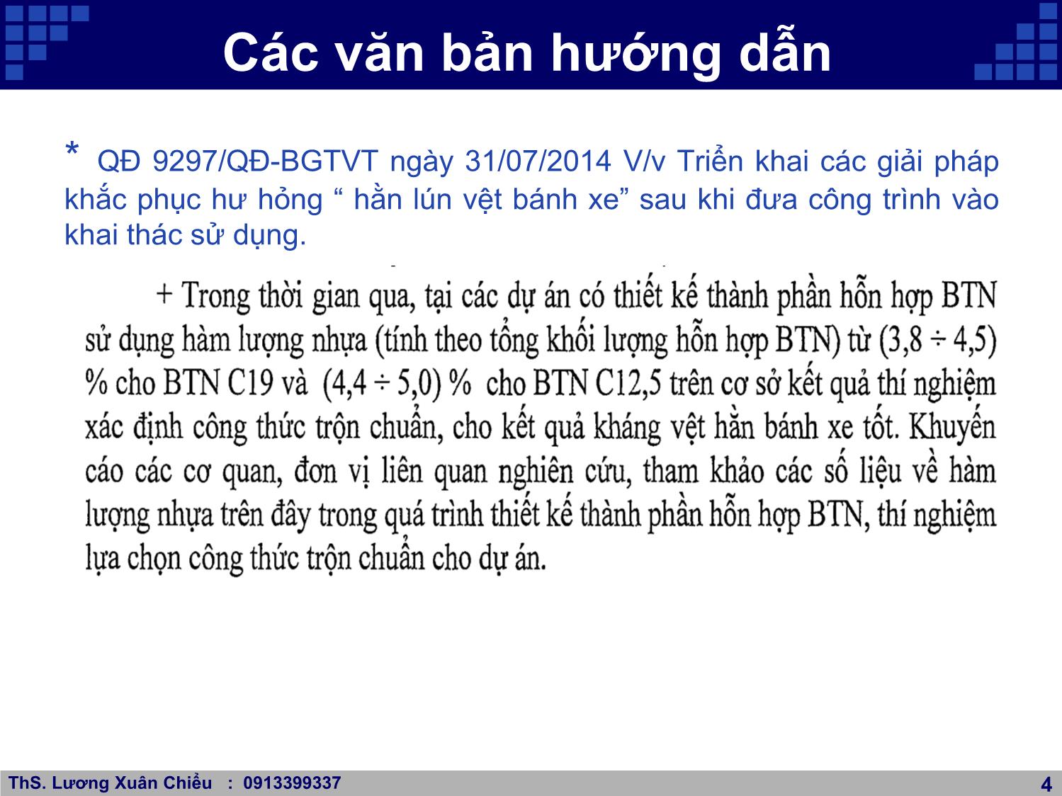 Bài giảng Kinh nghiệm thiết kế và giám sát chất lượng bê tông nhựa nóng trang 4