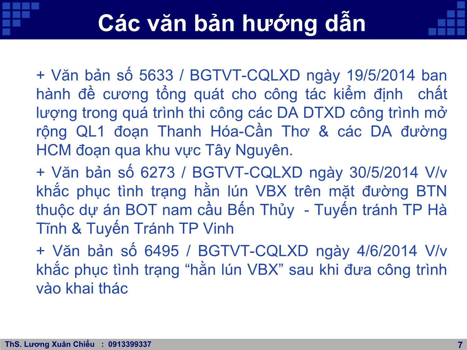 Bài giảng Kinh nghiệm thiết kế và giám sát chất lượng bê tông nhựa nóng trang 7