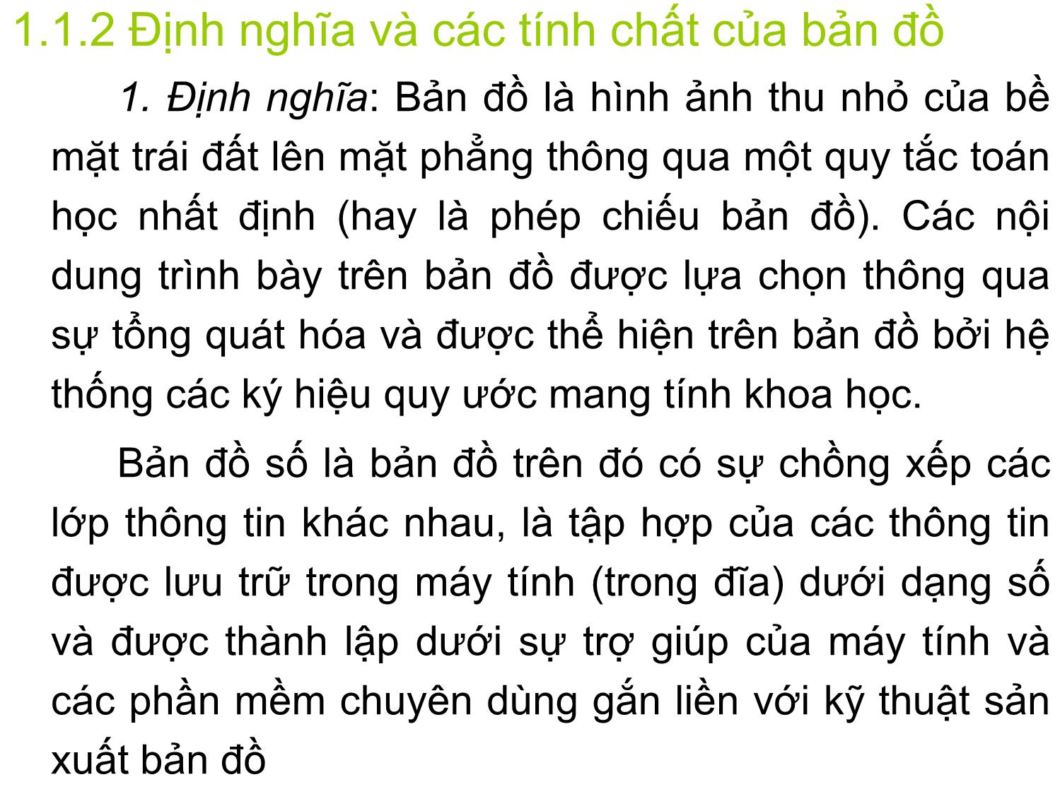 Bài giảng Bản đồ địa chính - Chương 1: Những khái niệm cơ bản về bản đồ trang 7