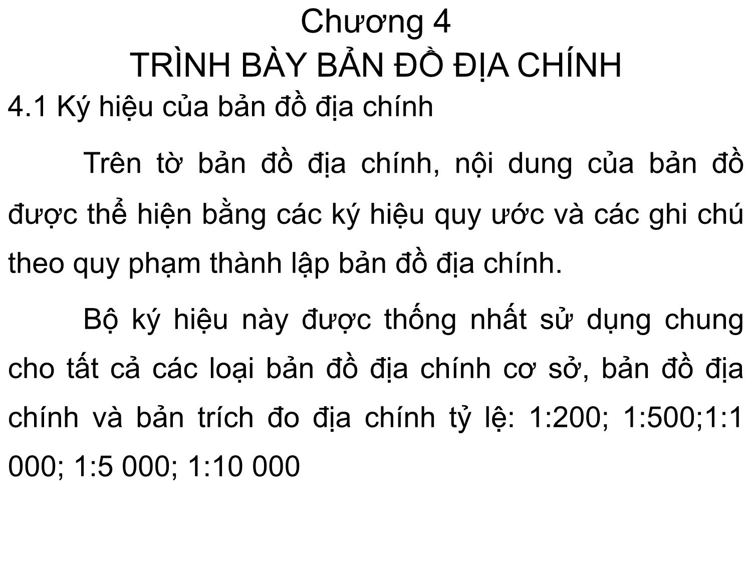 Bài giảng Bản đồ địa chính - Chương 4: Trình bày bản đồ địa chính trang 1