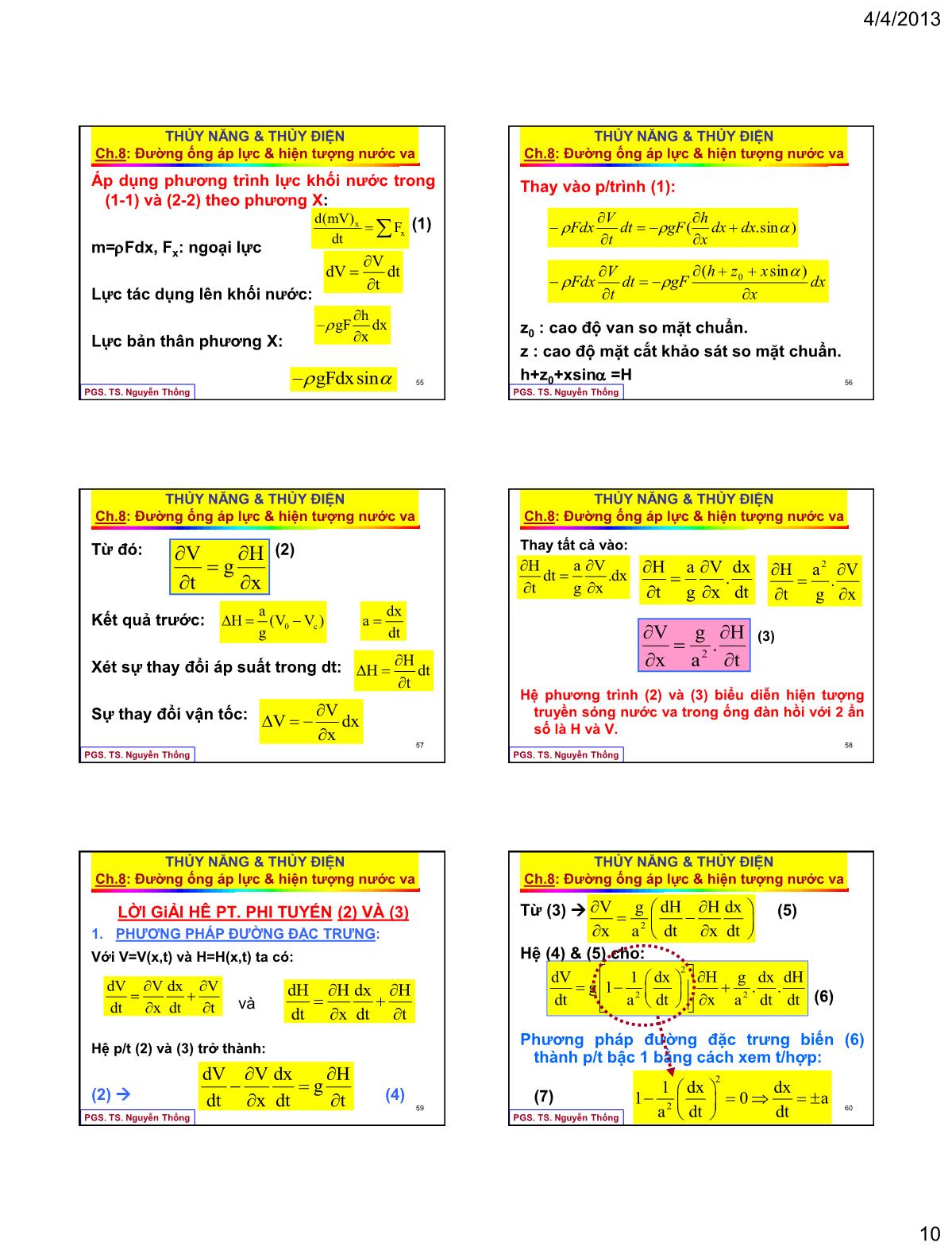 Bài giảng Thủy năng thủy điện - Chương 8: Đường ống áp lực & hiện tượng nước va trang 10