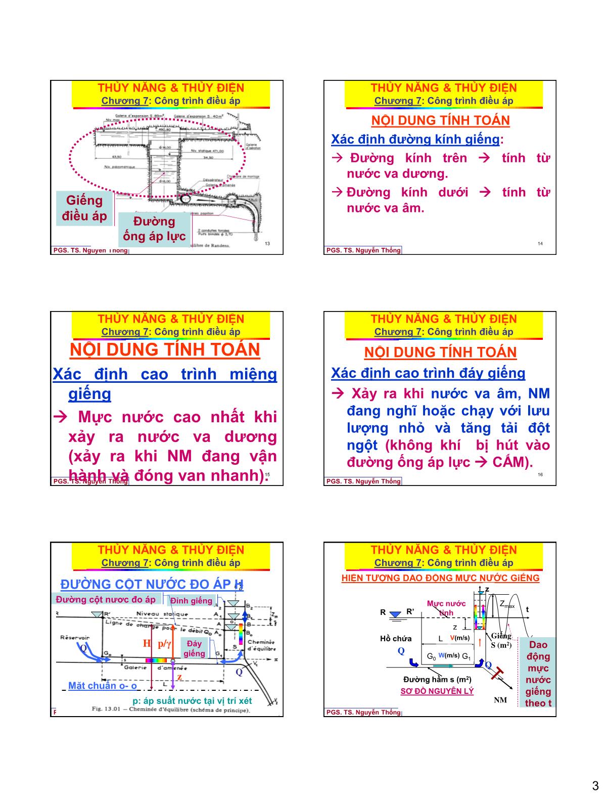 Bài giảng Thủy năng thủy điện - Chương 7: Tháp (giếng) điều áp trang 3