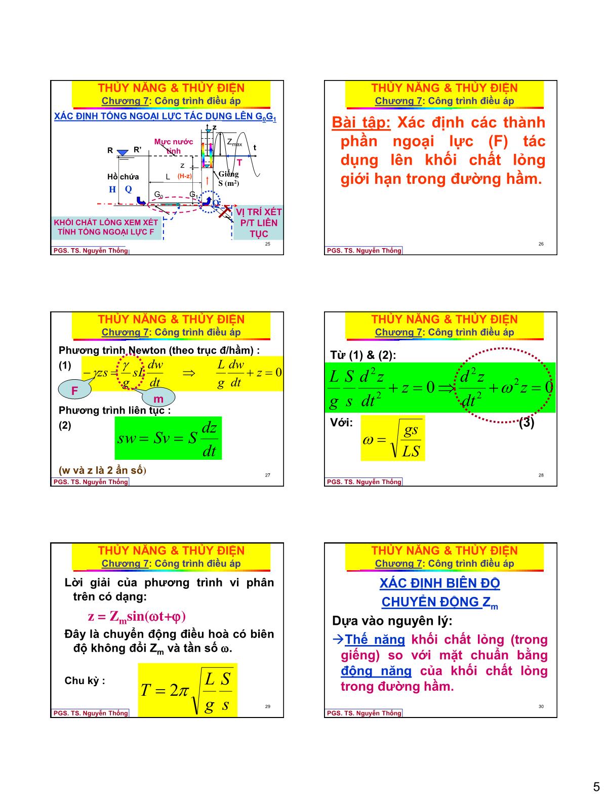 Bài giảng Thủy năng thủy điện - Chương 7: Tháp (giếng) điều áp trang 5