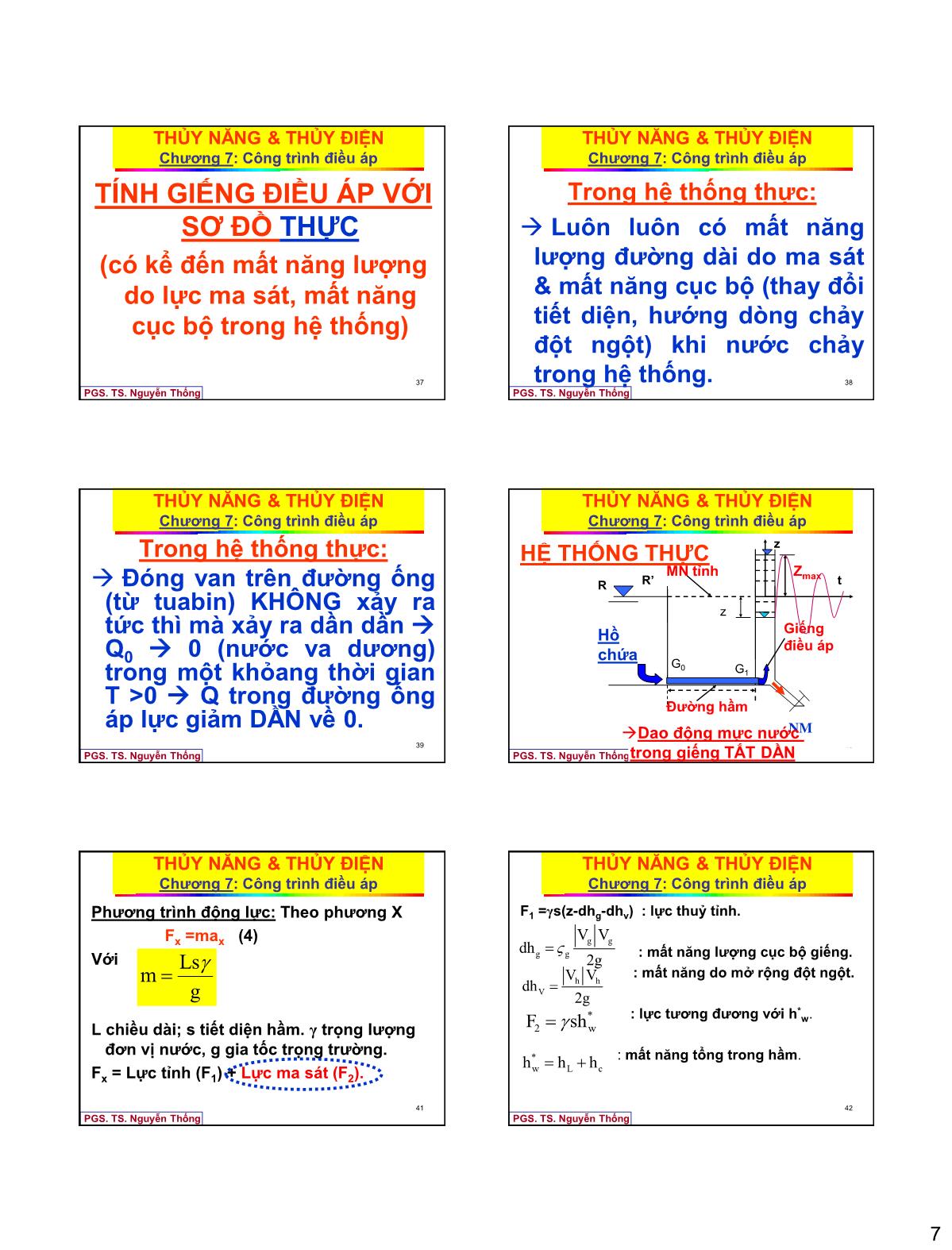 Bài giảng Thủy năng thủy điện - Chương 7: Tháp (giếng) điều áp trang 7