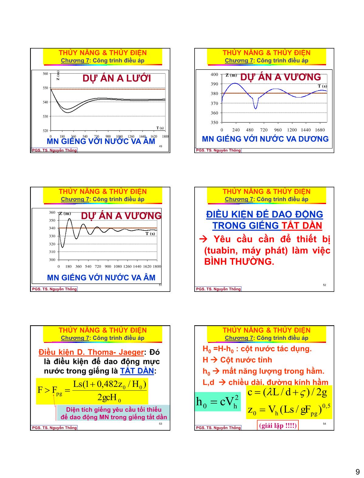Bài giảng Thủy năng thủy điện - Chương 7: Tháp (giếng) điều áp trang 9