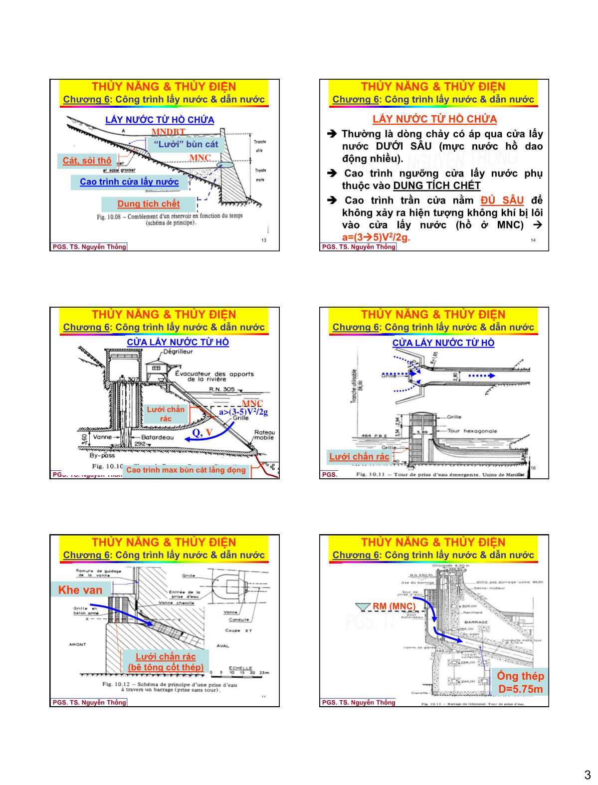 Bài giảng Thủy năng thủy điện - Chương 6: Công trình lấy nước & dẫn nước trang 3