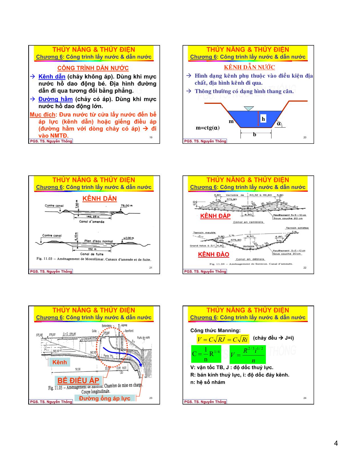 Bài giảng Thủy năng thủy điện - Chương 6: Công trình lấy nước & dẫn nước trang 4