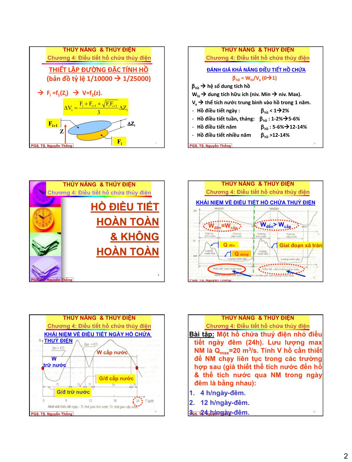 Bài giảng Thủy năng thủy điện - Chương 4: Điều tiết hồ chứa thuỷ điện trang 2