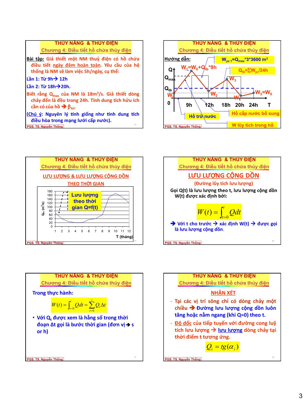 Bài giảng Thủy năng thủy điện - Chương 4: Điều tiết hồ chứa thuỷ điện trang 3