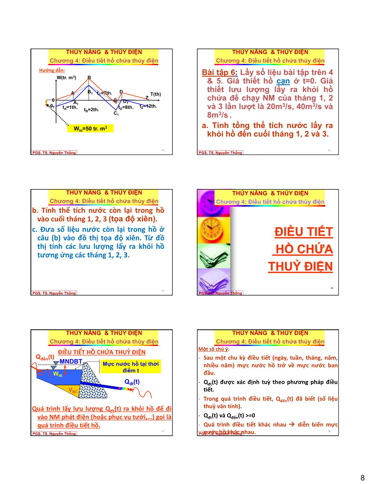 Bài giảng Thủy năng thủy điện - Chương 4: Điều tiết hồ chứa thuỷ điện trang 8