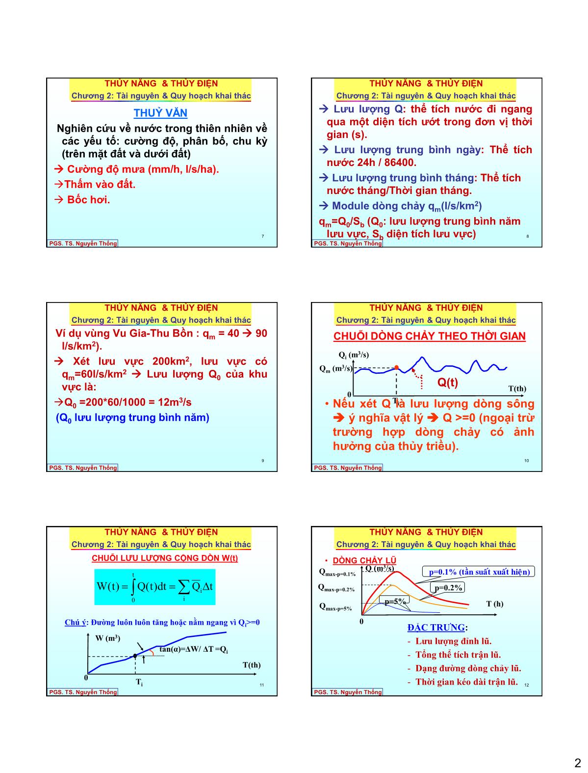 Bài giảng Thủy năng thủy điện - Chương 2: Tài nguyên nước và quy hoạch khai thác trang 2