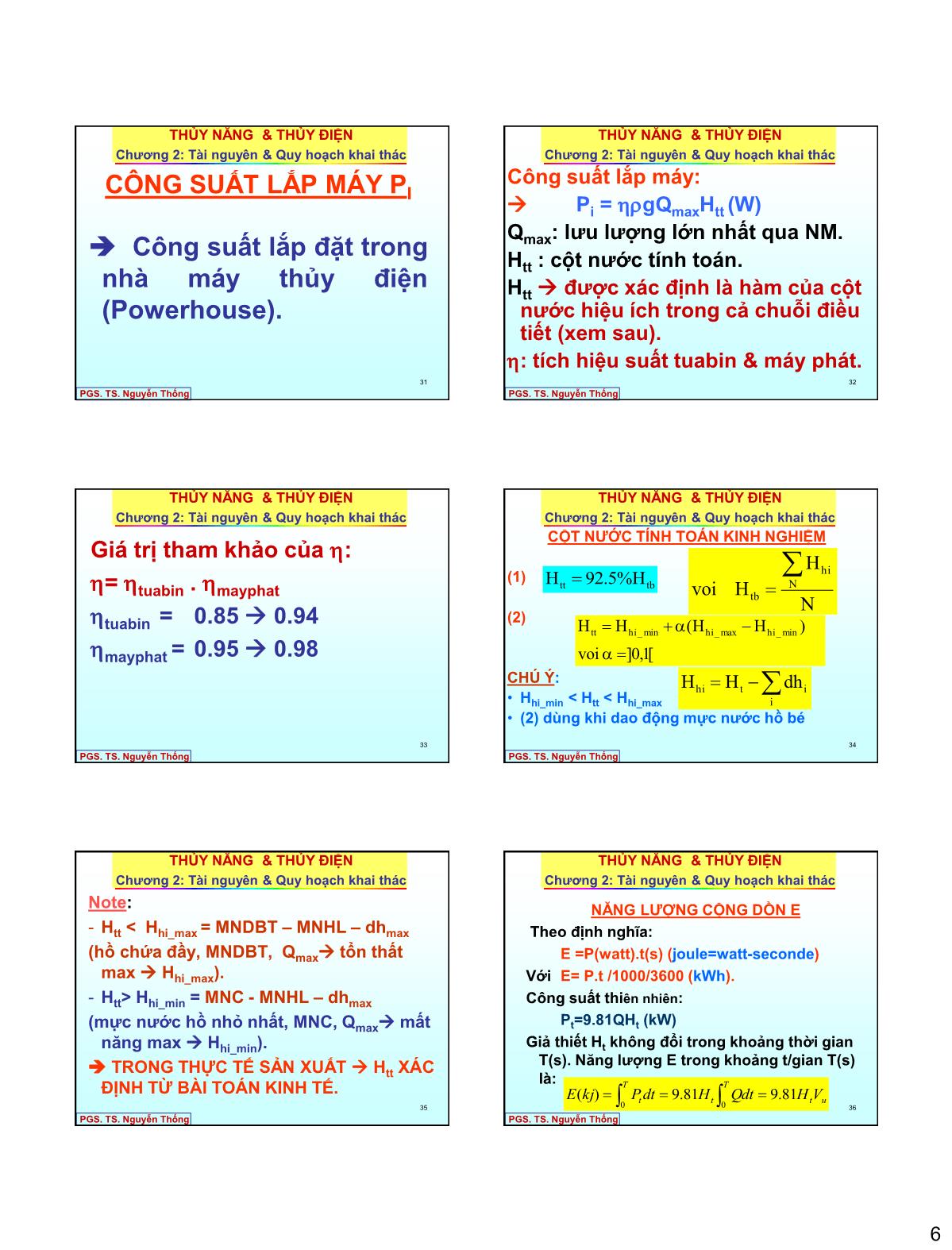 Bài giảng Thủy năng thủy điện - Chương 2: Tài nguyên nước và quy hoạch khai thác trang 6