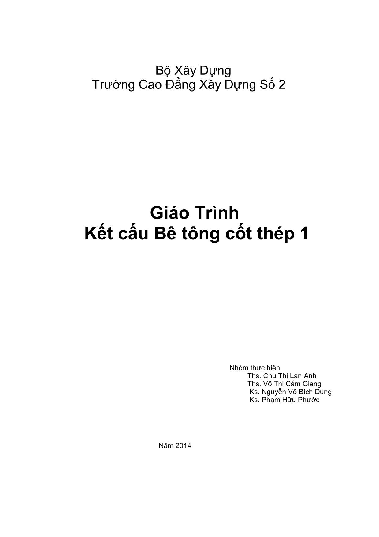 Giáo Trình Kết cấu Bê tông cốt thép 1 trang 1