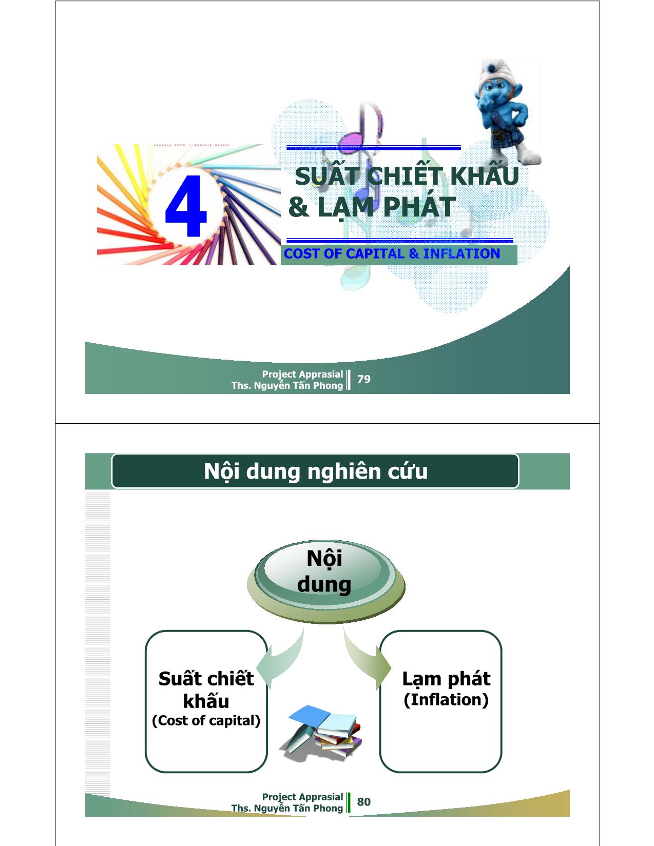 Bài giảng Dự án đầu tư - Chương 4: Suất chiết khấu & lạm phát trang 1