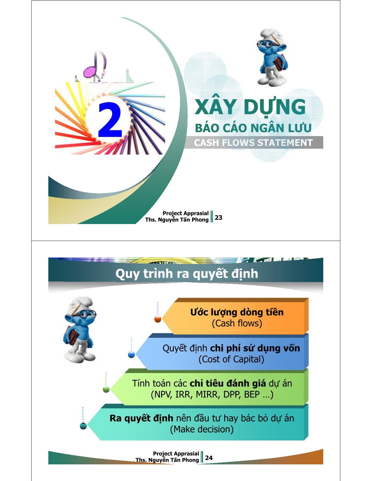 Bài giảng Dự án đầu tư - Chương 2: Xây dựng Báo cáo ngân lưu trang 1