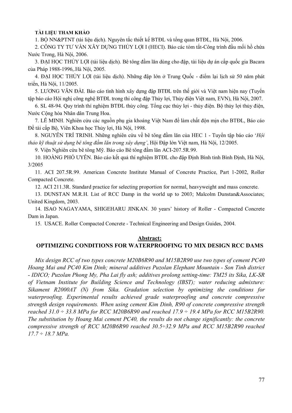 Tối ưu hóa điều kiện chống thấm để thiết kế cấp phối bê tông đầm lăn cho đập trang 7