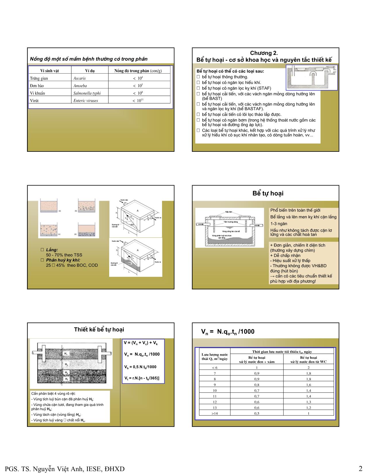 Bài giảng Bể tự hoại và bể tự hoại cải tiến trang 2