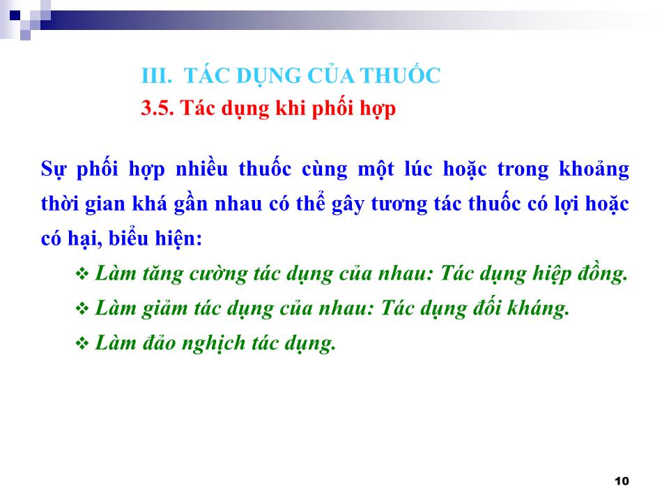 Bài giảng Hóa dược, Dược lý học - Tác dụng của thuốc trang 10