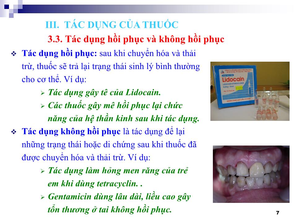 Bài giảng Hóa dược, Dược lý học - Tác dụng của thuốc trang 7