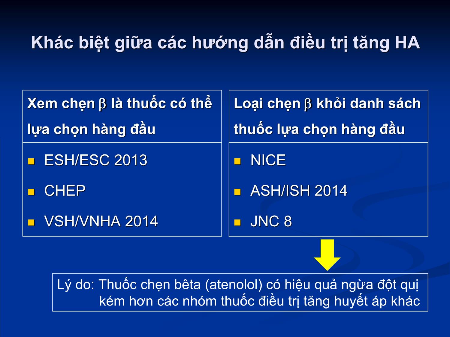 Bài giảng Quan điểm hiện nay về vị trí của thuốc chẹn β trong điều trị tăng huyết áp trang 3