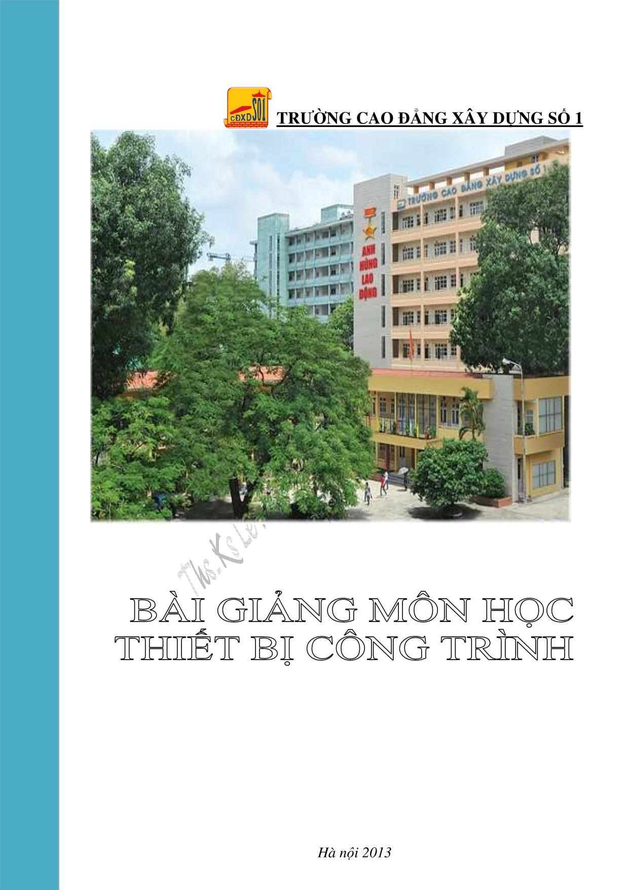 Bài giảng môn Thiết bị công trình trang 1