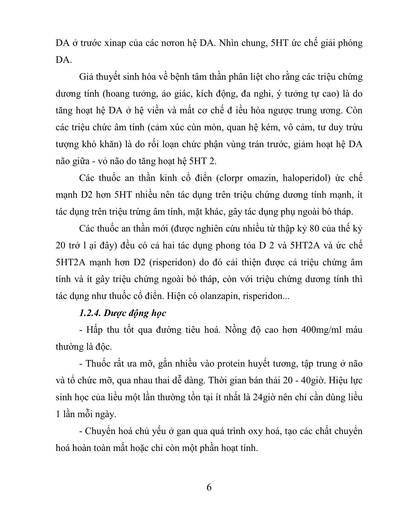 Bài giảng Chuyên đề Dược lý - Thuốc an thần kinh và thuốc bình thần trang 6