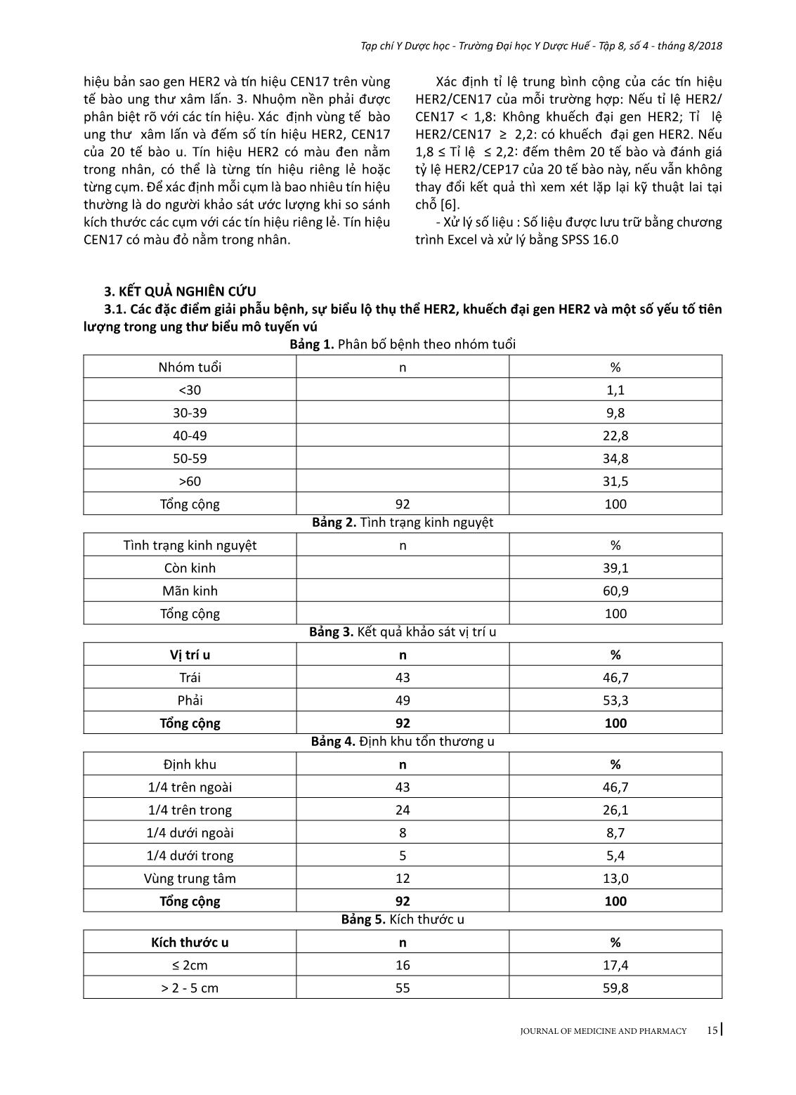 Nghiên cứu tình trạng HER2 và mối liên quan với một số yếu tố tiên lượng trong ung thư biểu mô tuyến vú xâm nhập trang 3
